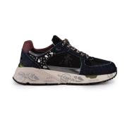 Denim Sneakers met dierenprintdetails Premiata , Blue , Dames