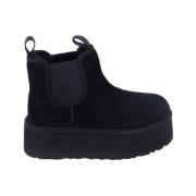 Zwarte Suède Enkellaarzen met Schapenvacht UGG , Black , Dames