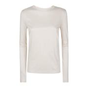 Lange mouw ronde hals Tencel katoenen T-shirt Eleventy , White , Dames