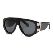 Eagle Zonnebril Zwart Grijze Lenzen Philipp Plein , Black , Unisex