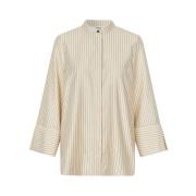 Hoge hals blouse met split en korte mouwen Modström , Beige , Dames