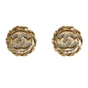 Pre-owned Metal earrings Chanel Vintage , Yellow , Dames