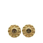 Pre-owned Metal earrings Chanel Vintage , Yellow , Dames