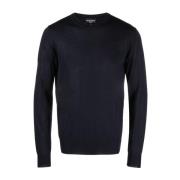 Wollen Gebreide Logo Pullover Emporio Armani , Blue , Heren