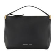 Glad leren enkele handvat zwarte tas Emporio Armani , Black , Dames