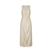 Elegante V-hals Mouwloze Jurk Modström , Beige , Dames