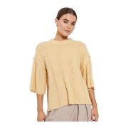 Ribgebreide Fuscia Tee Norr , Beige , Dames