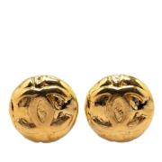 Pre-owned Metal earrings Chanel Vintage , Yellow , Dames