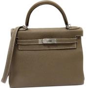 Pre-owned Leather handbags Hermès Vintage , Gray , Dames