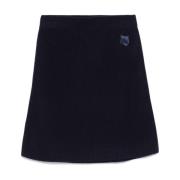 Blauwe Gebreide Rok met Vos Patch Maison Kitsuné , Blue , Dames