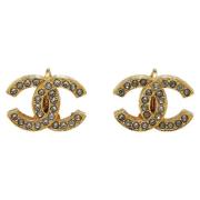 Pre-owned Metal earrings Chanel Vintage , Yellow , Dames