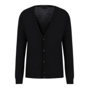 Zwarte V-hals Cardigan Sweater Emporio Armani , Black , Heren