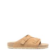 Beige Suède Gesp Sandalen Birkenstock , Beige , Heren