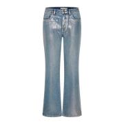 Metallic Straight-Leg Jeans Coated Blue Wash Gestuz , Blue , Dames