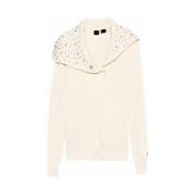 Witte Cardigan Sweater met Kristalversiering Pinko , Beige , Dames