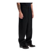 Wollen gabardine broek met relaxte pasvorm Jil Sander , Black , Heren