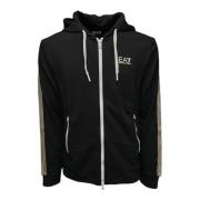 Zwarte hoodie met gouden logo Emporio Armani EA7 , Black , Heren