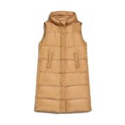 Lange Pufferjas met Horizontaal Gestikt Streepmotief Max Mara , Brown ...