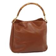 Pre-owned Leather handbags Gucci Vintage , Brown , Dames