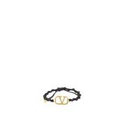 Metalen Logo Armband Verstelbaar Koord Valentino Garavani , Black , He...