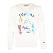 Witte Crew Neck Sweater met Borduursel MC2 Saint Barth , White , Heren