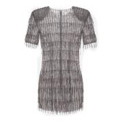 Handgeborduurde tule minijurk met pailletten Elisabetta Franchi , Gray...