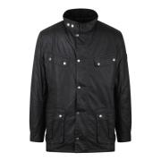 Duke Gewaxte Jas - Biker Stijl Barbour , Black , Heren