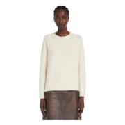 Beige Crewneck Alpaca Katoen Sweater Max Mara Weekend , Beige , Dames