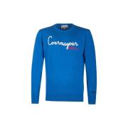 Blauwe Crewneck Sweater met Elegant Design MC2 Saint Barth , Blue , He...