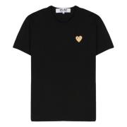 Gouden Embleem Gebreid Zwart T-Shirt Comme des Garçons , Black , Heren