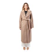 Beige Faux Fur Lange Jas Guess , Beige , Dames