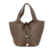 Pre-owned Leather handbags Hermès Vintage , Gray , Dames