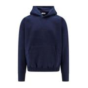 Blauwe Katoenen Fleece Sweatshirt Aw24 Saint Laurent , Blue , Heren