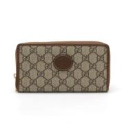 Pre-owned Canvas wallets Gucci Vintage , Beige , Dames