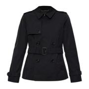 Korte trenchcoat met riem Burberry , Black , Dames