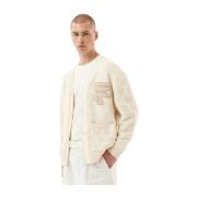 Varsity Cardigan Antique White Filling Pieces , White , Heren