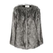 Oversized Faux Fur Coat Grey Gestuz , Gray , Dames