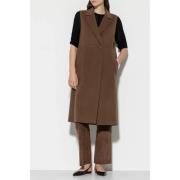 Bruine Wollen Blend Lang Vest Luisa Cerano , Brown , Dames