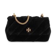 Fluwelen schoudertas Kira Mini Tory Burch , Black , Dames