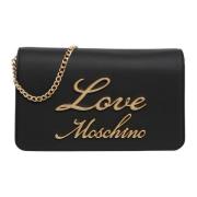 Signature Crossbody Tas met Magneetsluiting Love Moschino , Black , Da...