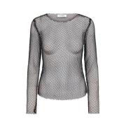 Net Blouse Top Zwart Zilver Co'Couture , Black , Dames