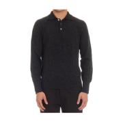 Wollen Polo Shirt in Koolstof Drumohr , Black , Heren