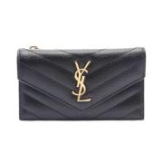 Pre-owned Leather wallets Yves Saint Laurent Vintage , Black , Dames