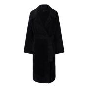 Faux Fur Wraparound Coat Pinko , Black , Dames