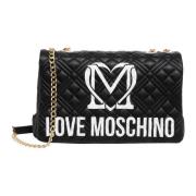 Multicolor Logo Schoudertas met Magneetsluiting Love Moschino , Black ...