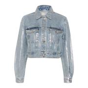 Metallic Denim Jack Coated Silver Blue Gestuz , Blue , Dames