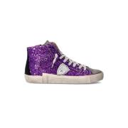 Blauwe Glitter Hoge Sneakers Philippe Model , Purple , Dames