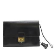 Pre-owned Leather clutches Hermès Vintage , Black , Heren