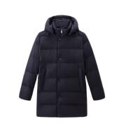 Gewatteerde Lange Parka met Donsvulling Woolrich , Blue , Heren