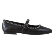 Studded Leren Mary Janes ASH , Black , Dames